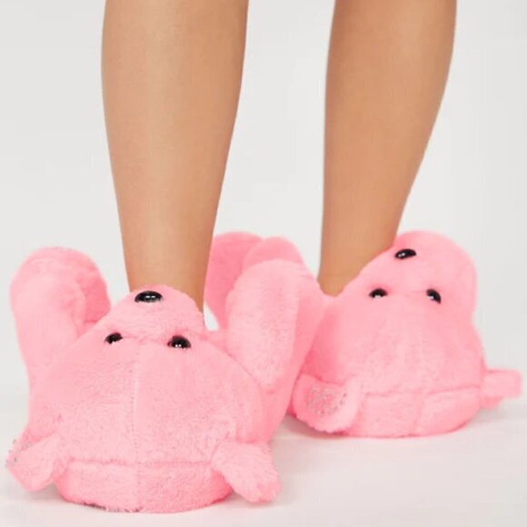 PINK TEDDY BEAR PLUSH SLIPPERS - Picture 5 of 10